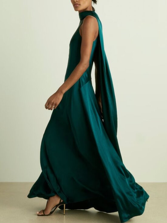 Reiss Dresses & Skirts - REISS Fae Satin Cape Maxi Dress Gown US 2p/6/10 Teal Emerald Green Satin Event